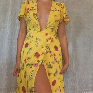Yellow multi-color floral dress